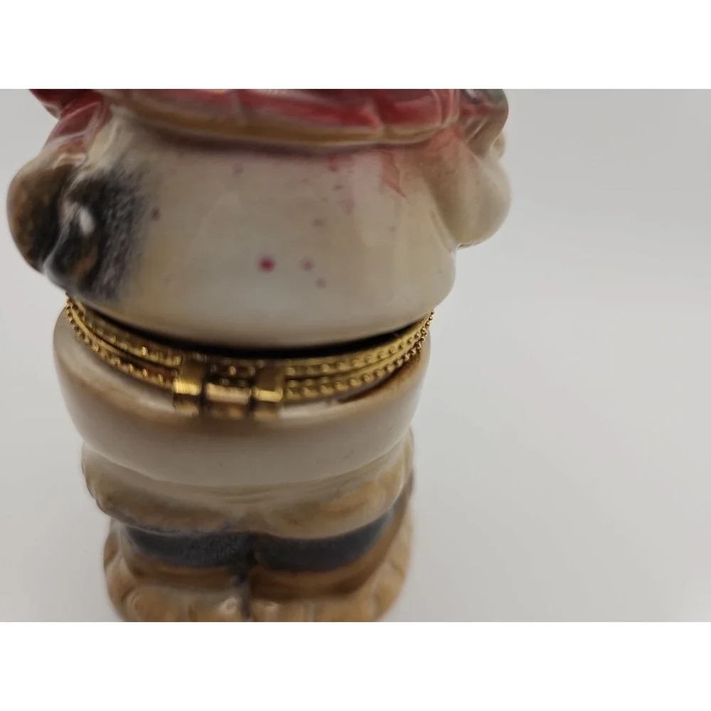 Snowman Trinket‎ Box Jar Christmas Hinged Porcelain Box
